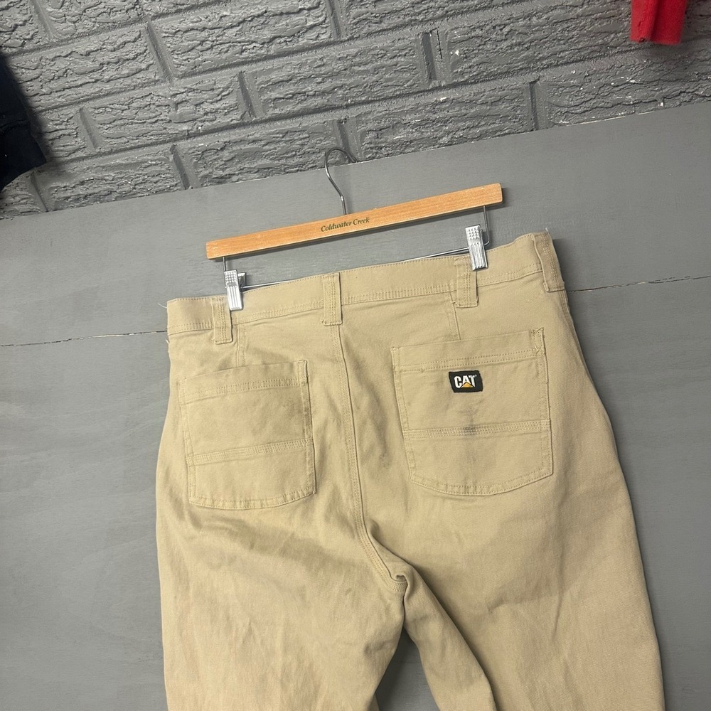 CAT Work Pants Khaki Tan Canvas Straight Leg Mens Size 36x30 Utility